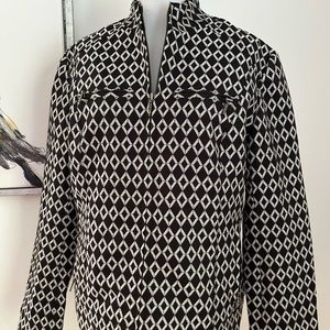 Chico's Black & White Geometric Print Zip Jacket Size Medium